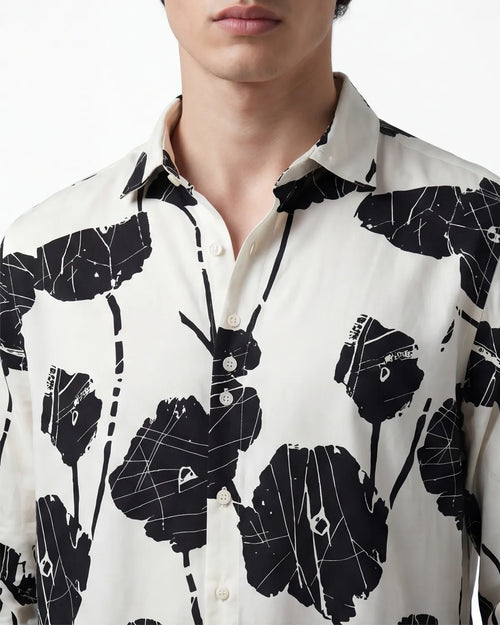 Black Floral Shirts - Ivory