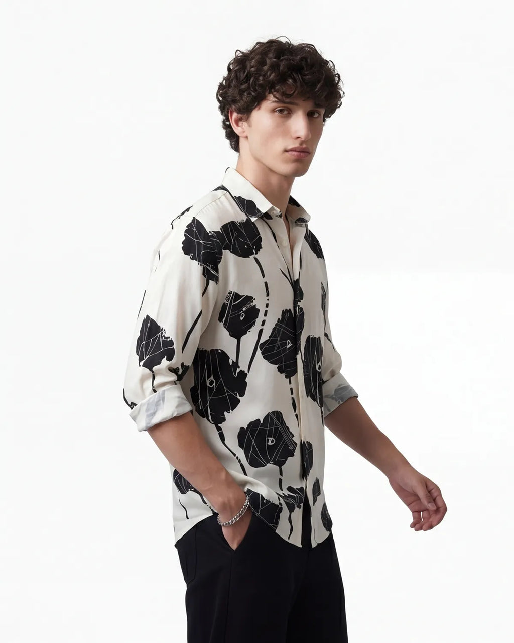 Black Floral Shirts - Ivory
