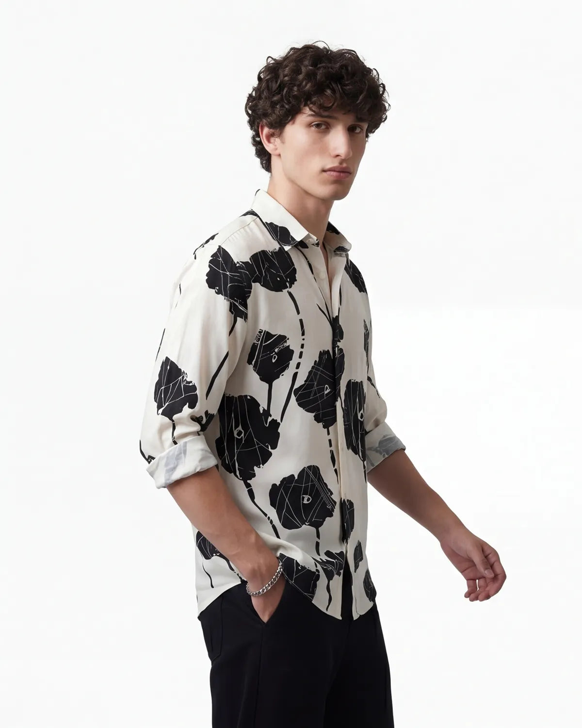 Black Floral Shirts - Ivory