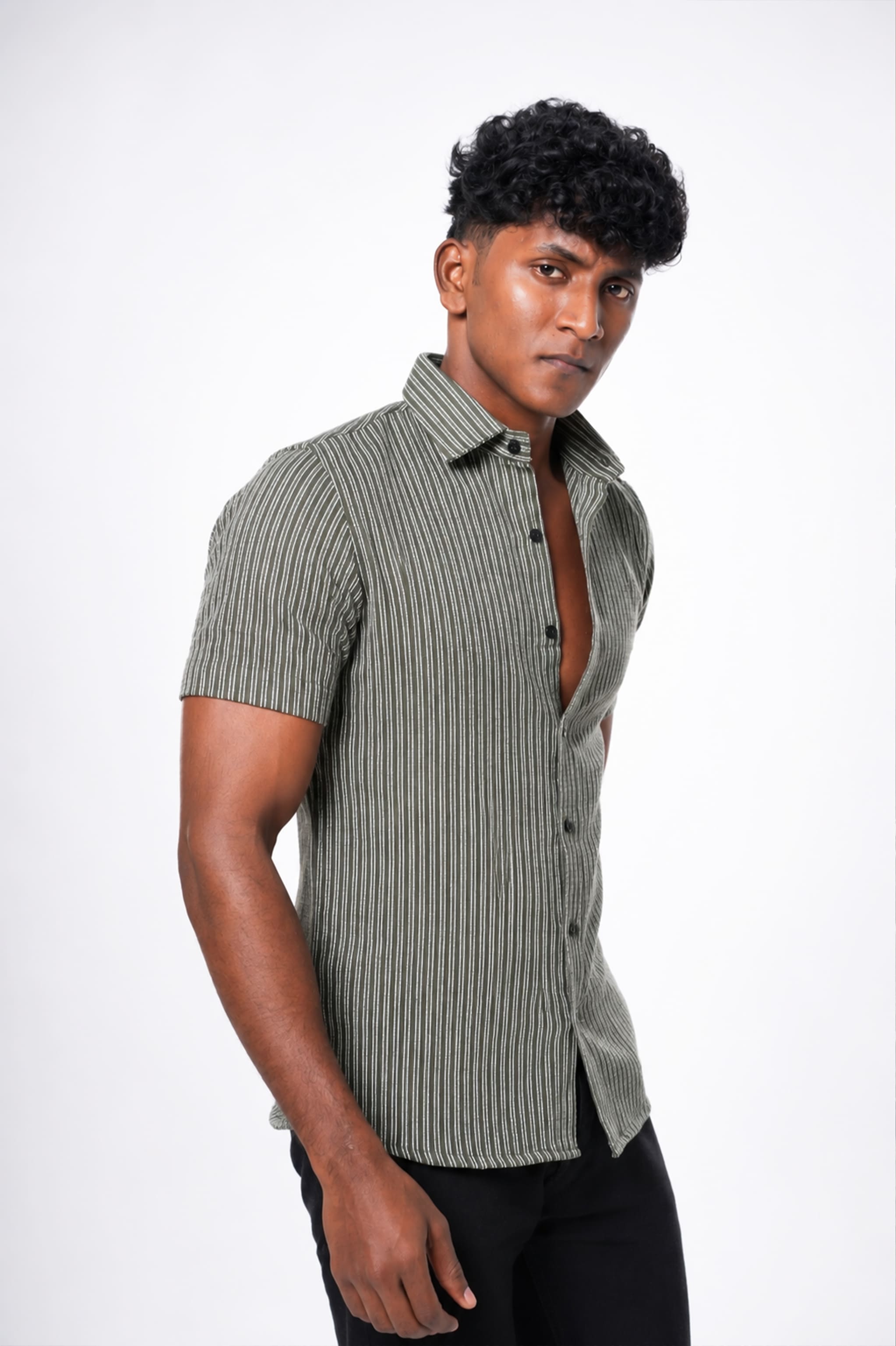 Olive Textured half Sleeve