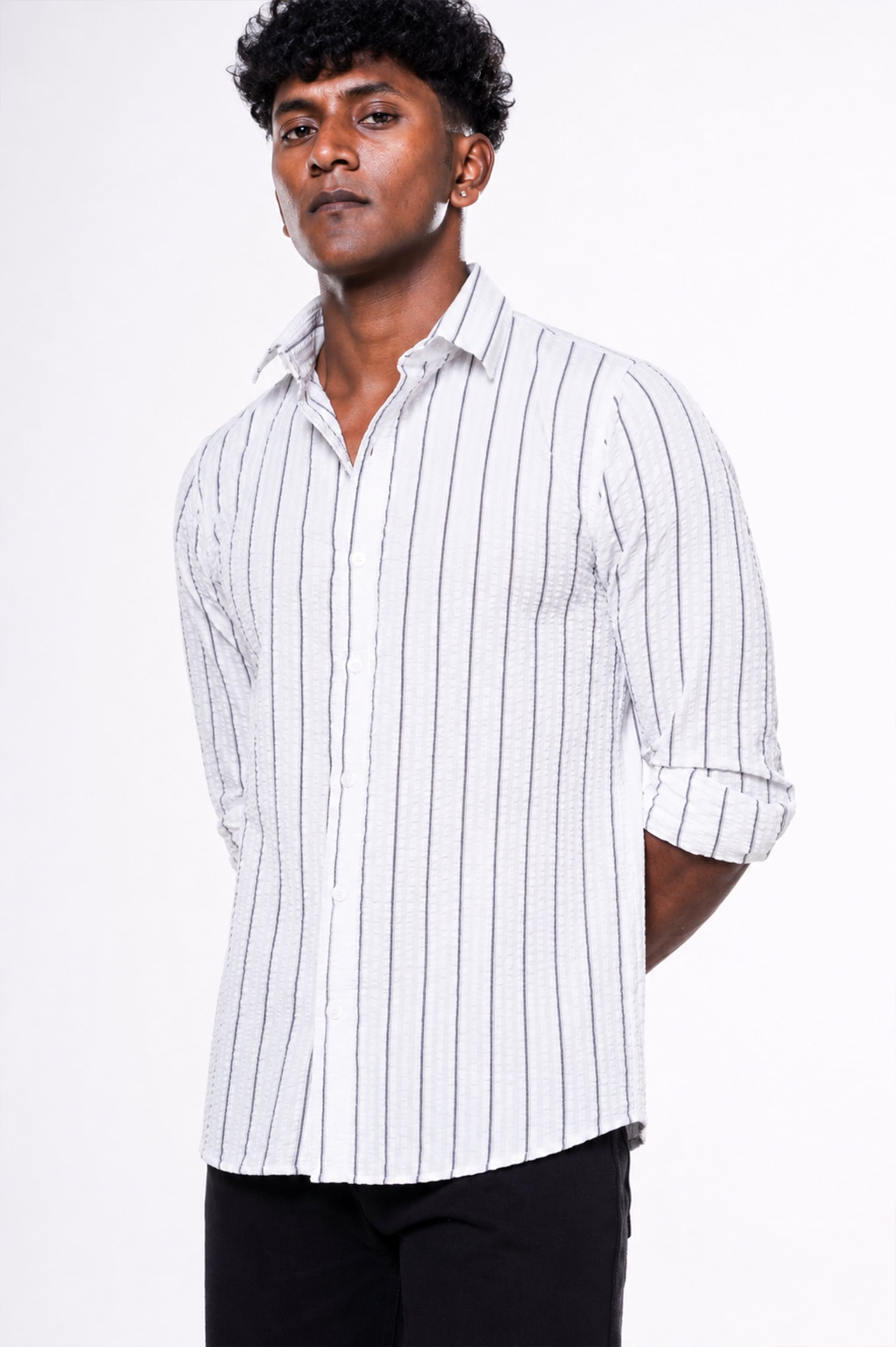 White Textured Seersucker shirt