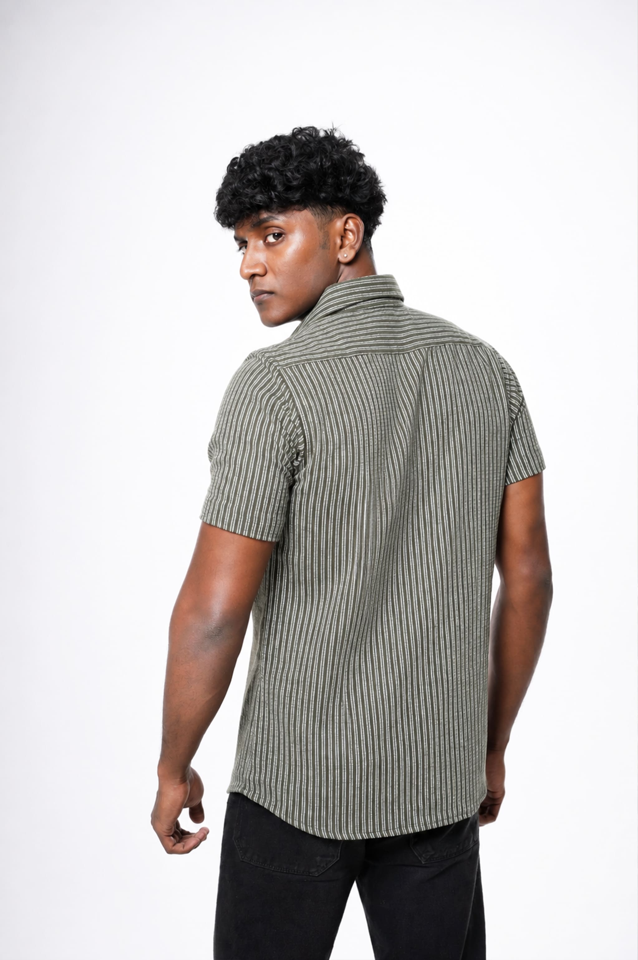 Olive Textured half Sleeve