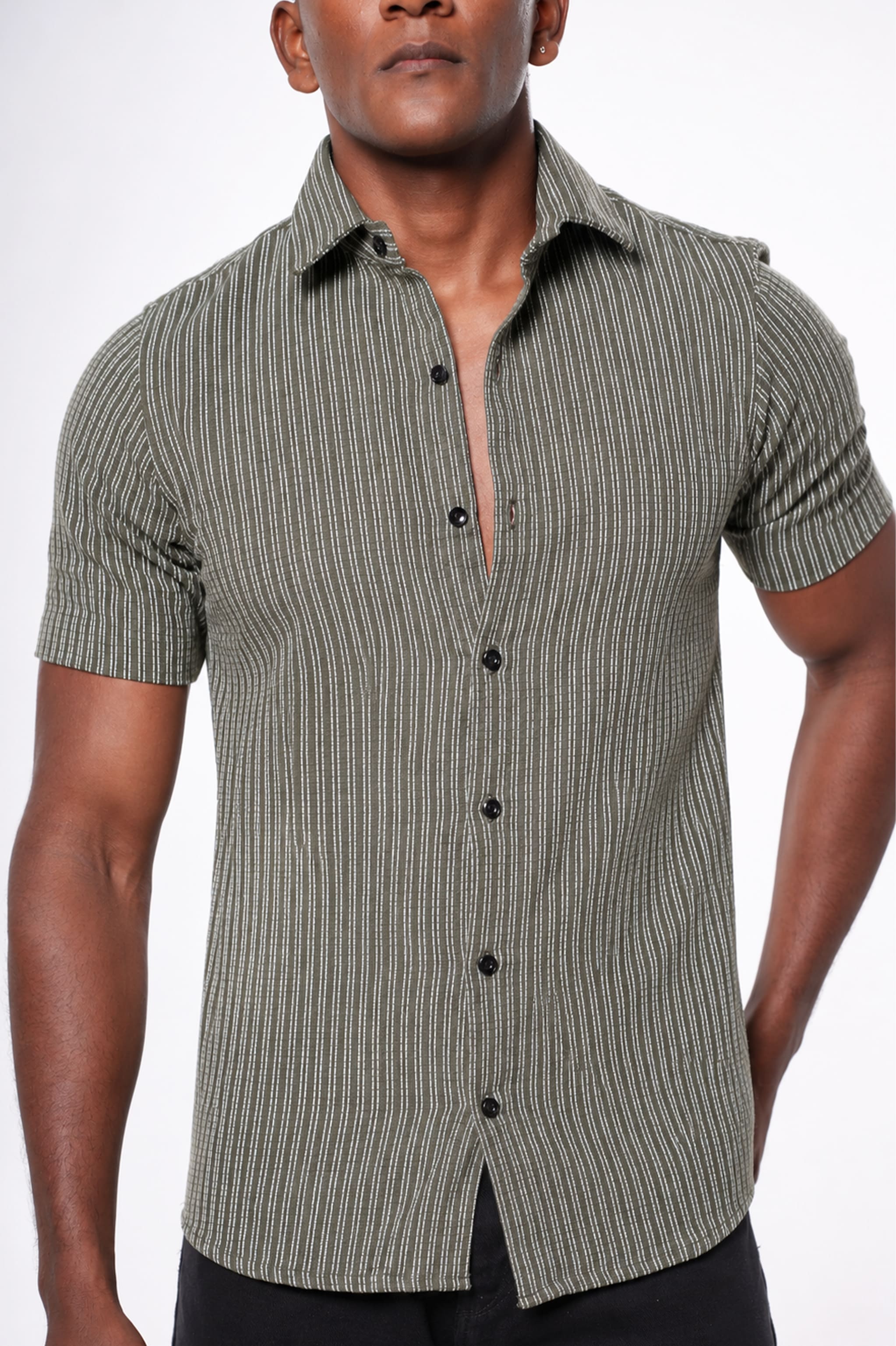 Olive Textured half Sleeve