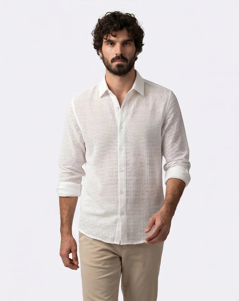 White - Crinckle Texture Shirt
