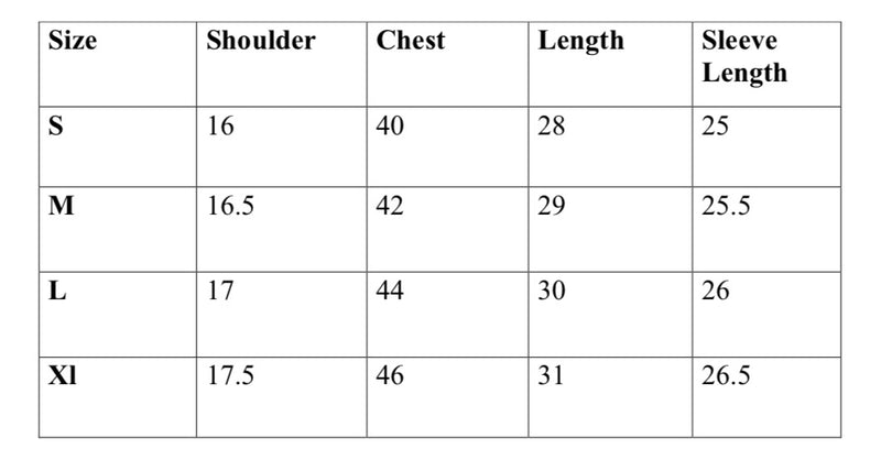 Size Chart Inch for Sage Vintage Micro-checked shirt