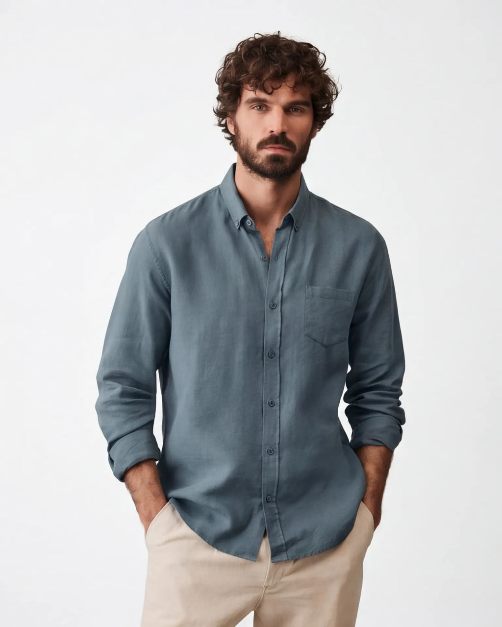 Harbor Blue Linen Shirt
