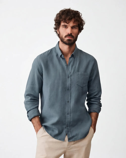 Harbor Blue Linen Shirt