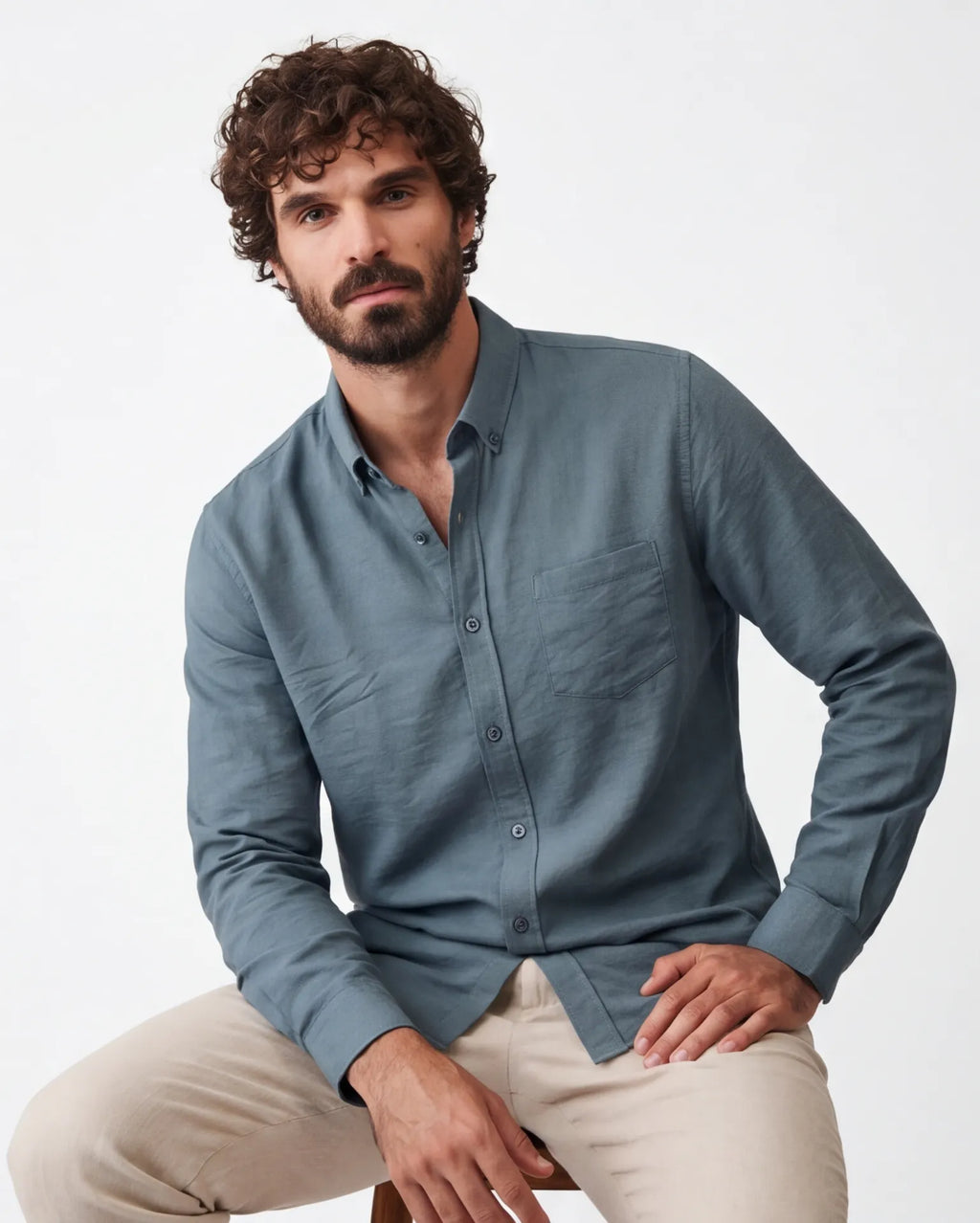 Harbor Blue Linen Shirt