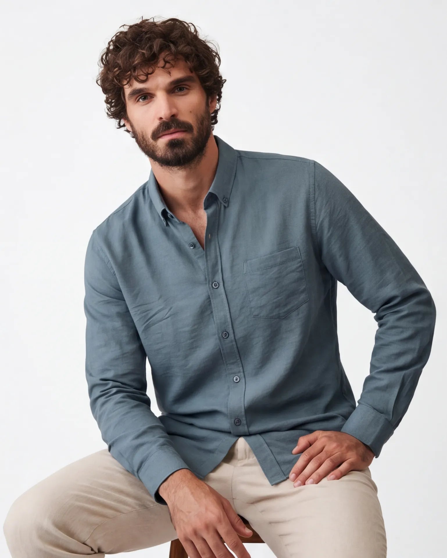 Harbor Blue Linen Shirt