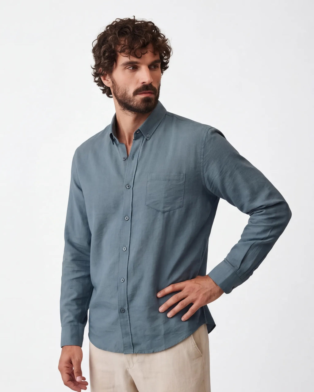 Harbor Blue Linen Shirt
