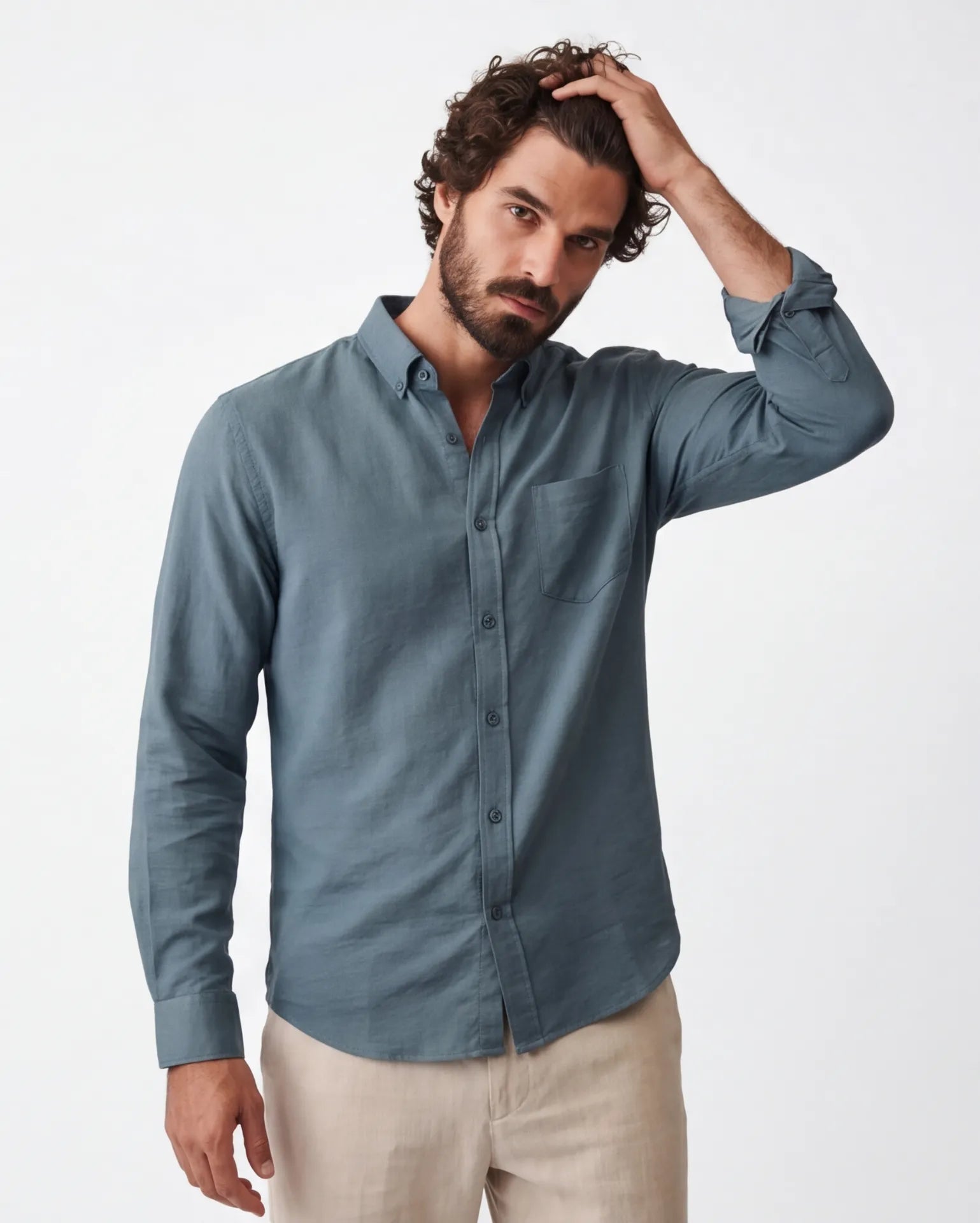 Harbor Blue Linen Shirt