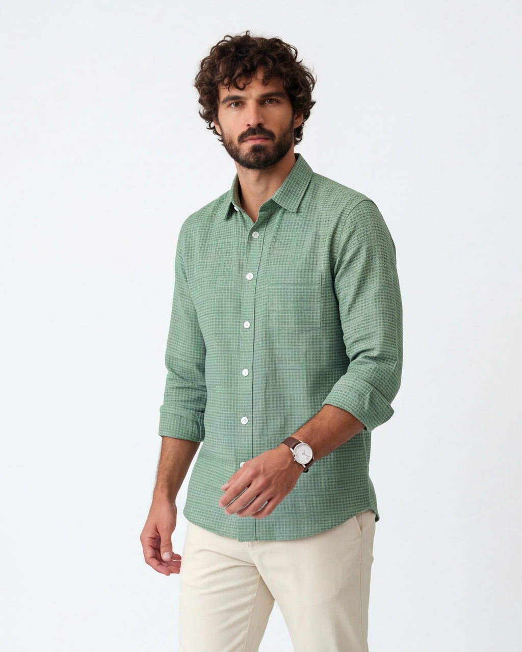 Sage - Crinckle Texture Shirt