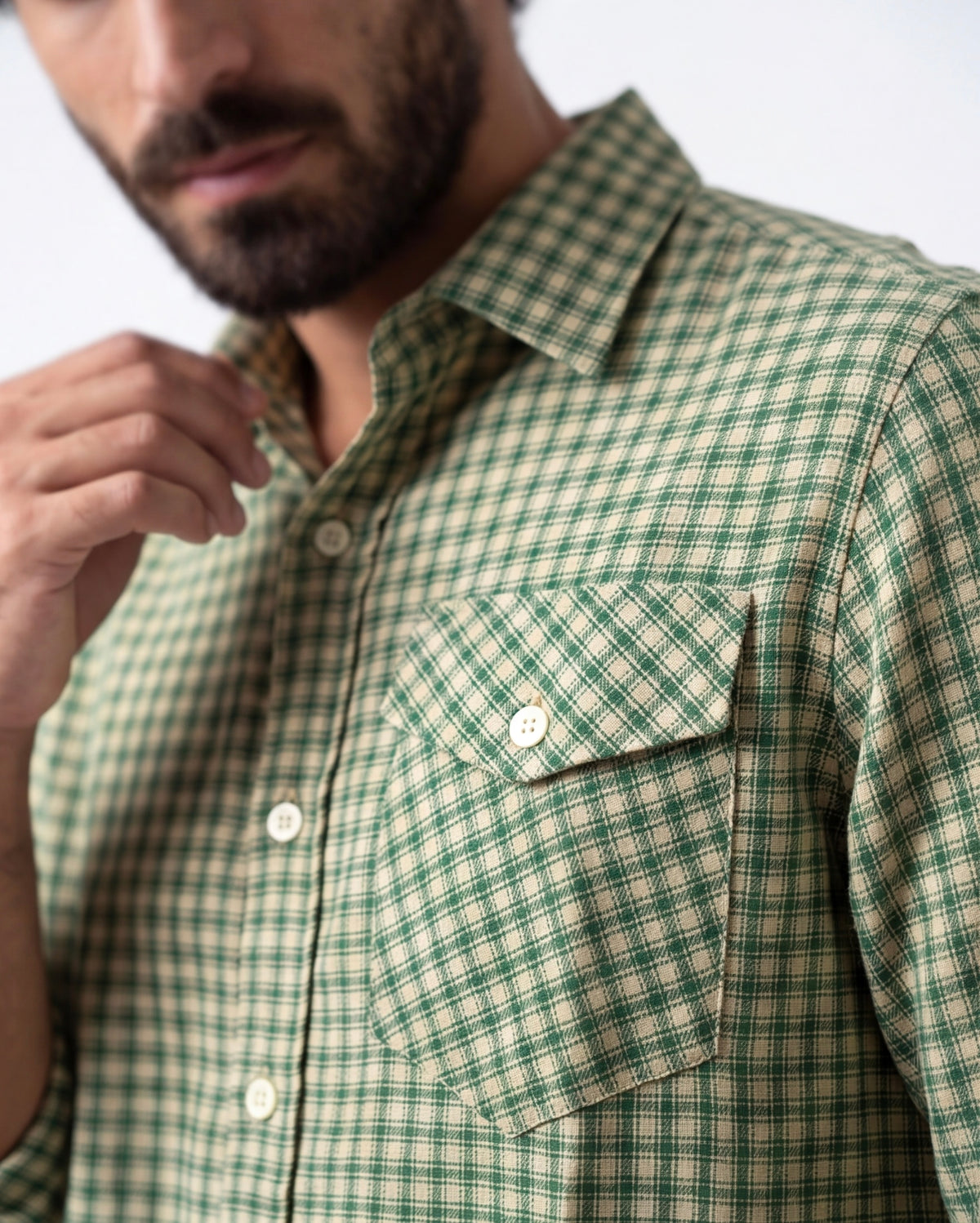Olive Brushed Check Shirt