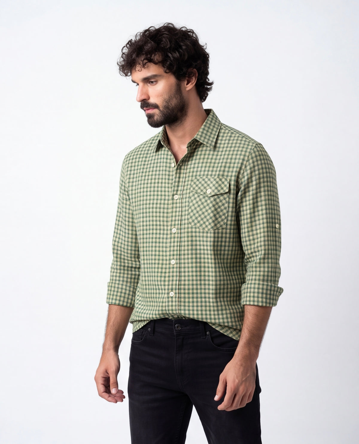 Olive Brushed Check Shirt