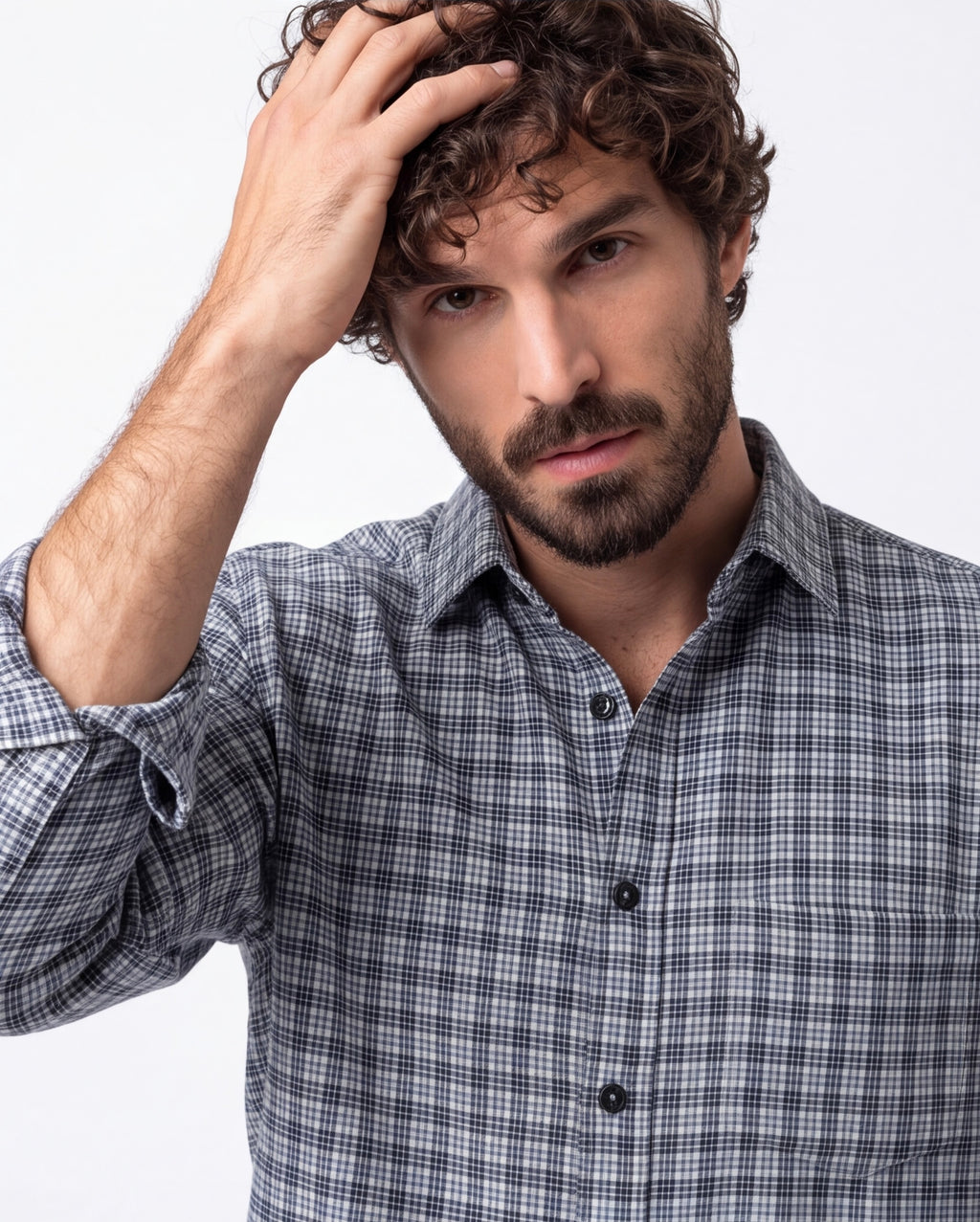 Muted Blue Brushed Cotton Shirt