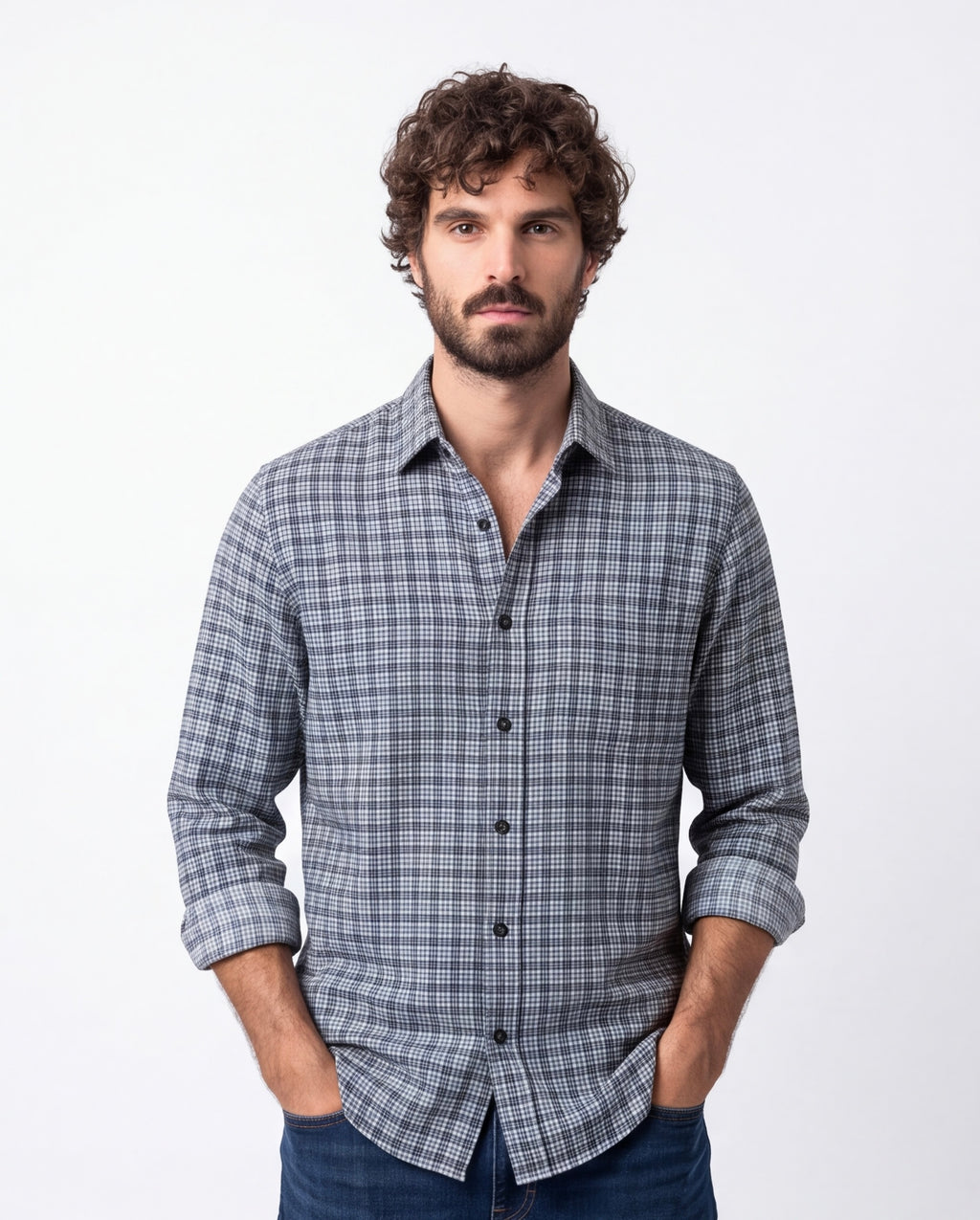 Muted Blue Brushed Cotton Shirt