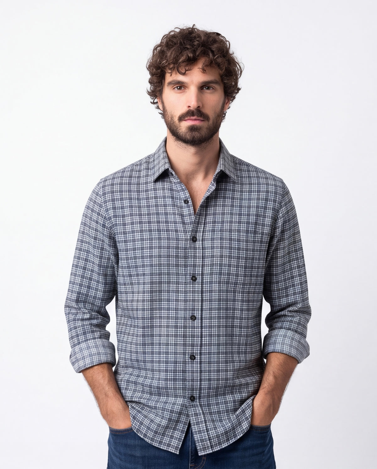 Muted Blue Brushed Cotton Shirt