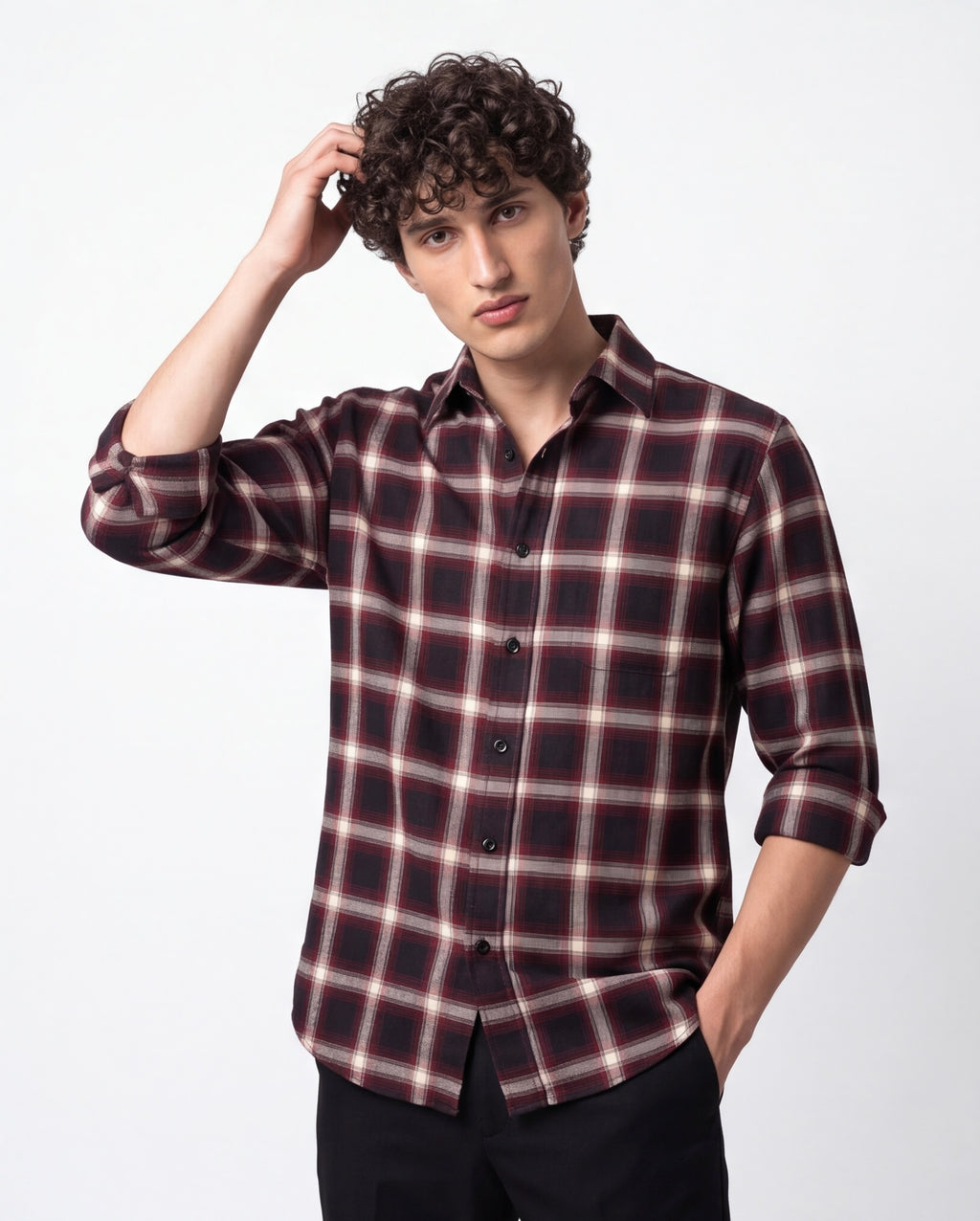 Deep Merlot Plaid Shirt